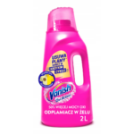 Vanish Oxi Action Gel Stain Remover for Colours 2L in a pink bottle with measuring cap.
