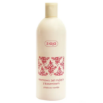 Ziaja Cashmere Creamy Wash Gel in a cream-coloured bottle with a red decorative label.