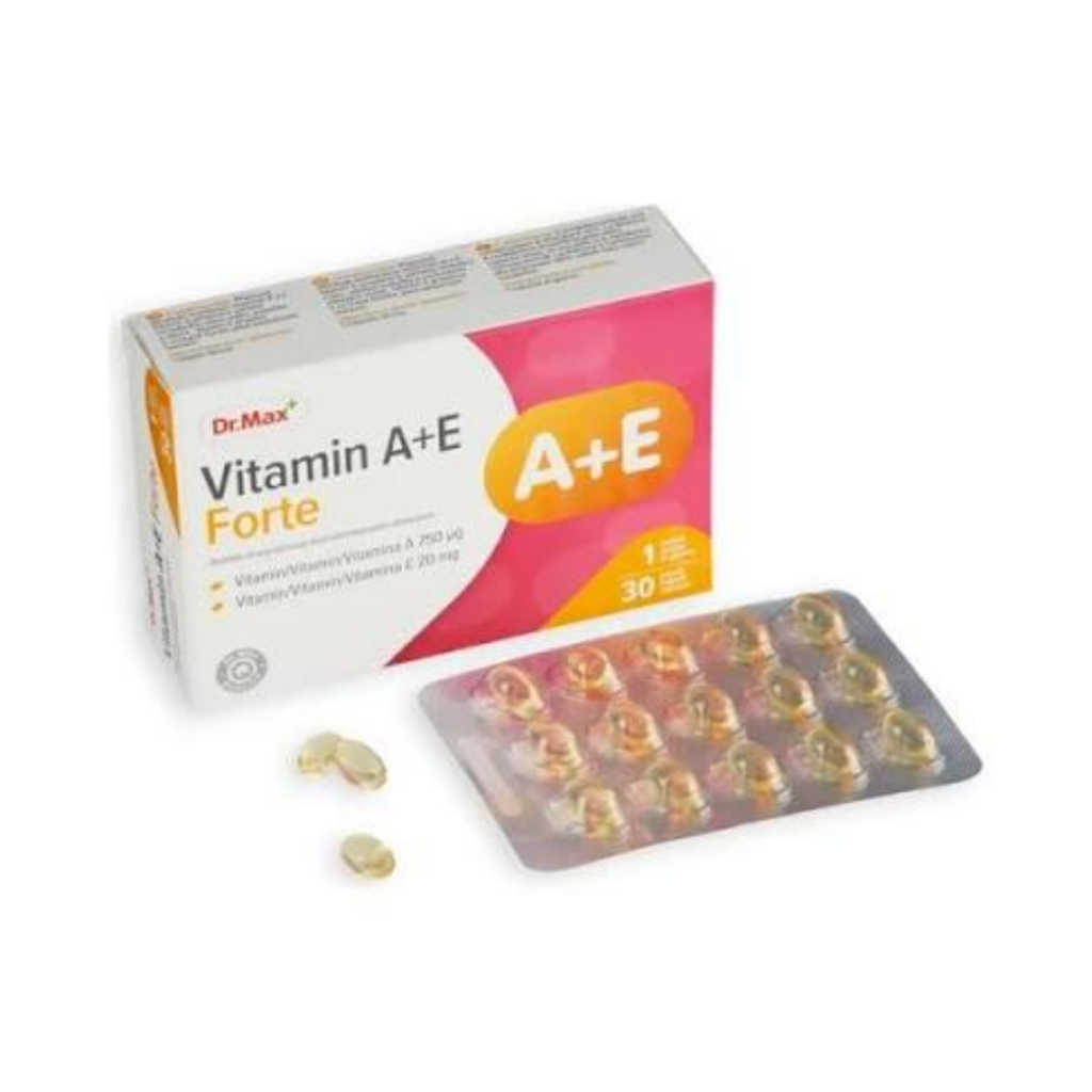 Dr. Max Vitamin A+E Forte dietary supplement, 30 soft capsules.