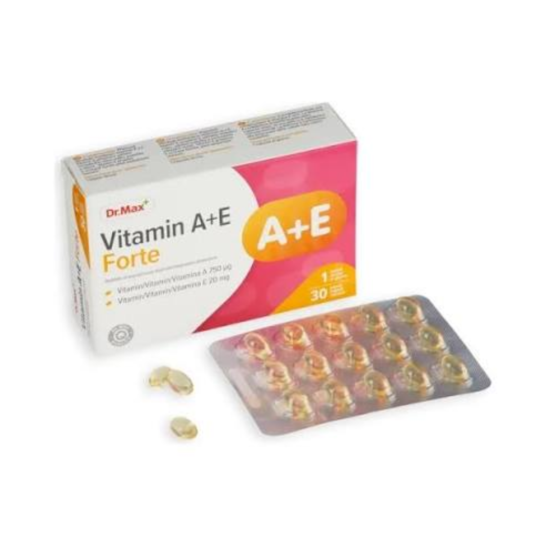 Dr. Max Vitamin A+E Forte dietary supplement, 30 soft capsules.