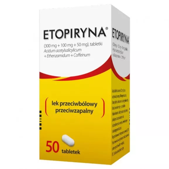 Etopiryna pain relief and anti-inflammatory tablets, 50-tablet pack.