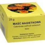 Calendula Ointment (Maść Nagietkowa) 25g yellow box with marigold flowers.