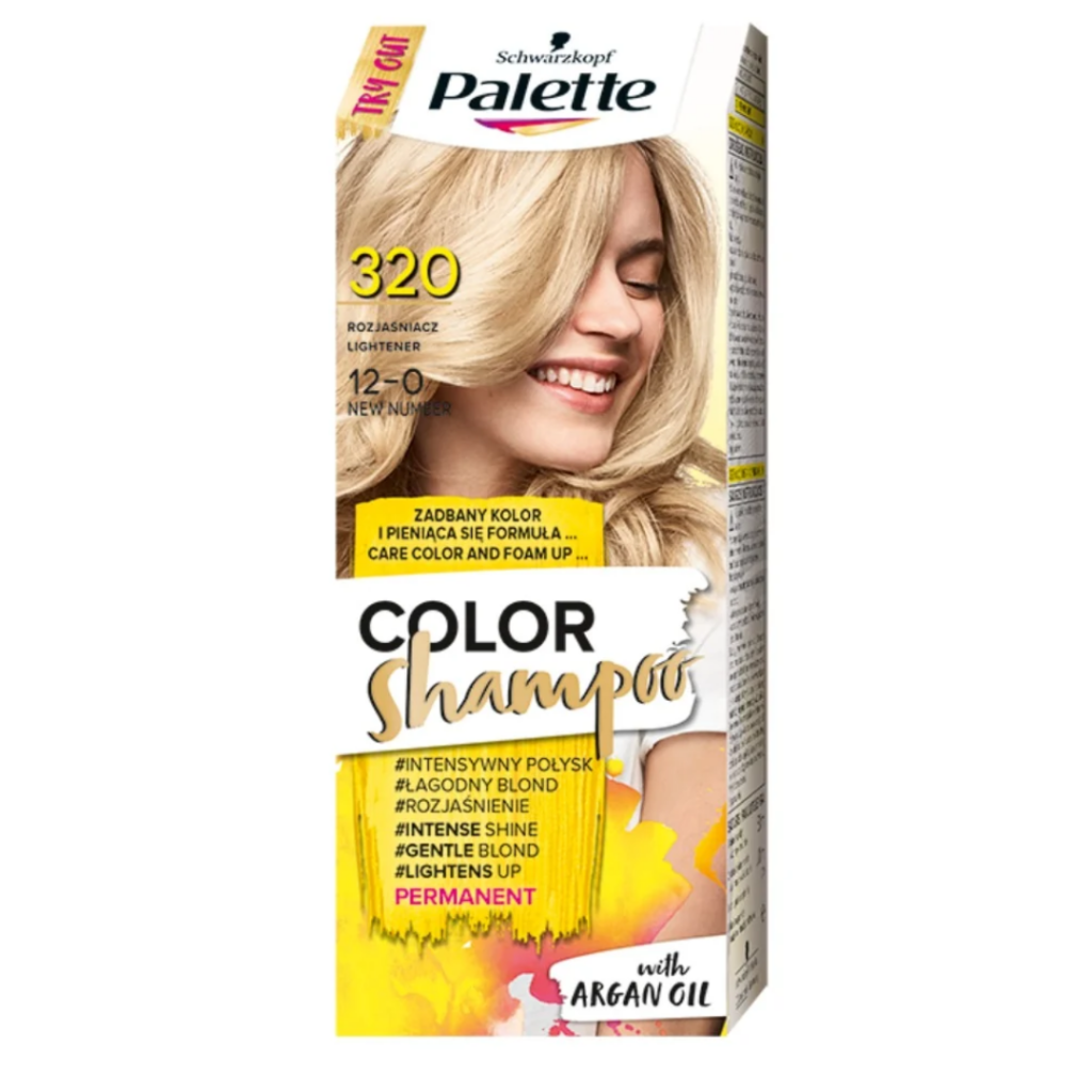 Schwarzkopf Palette Color Shampoo 320 Lightener 12-0 blonde hair color with argan oil