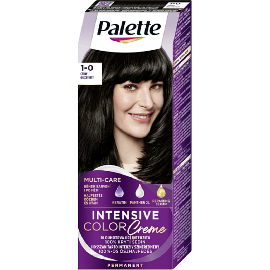 Schwarzkopf Palette Intensive Color Creme 1-0 Black permanent hair color with keratin and panthenol